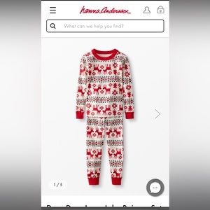 Hanna Andersson “Dear deer” holiday long john pajama set size 6-7